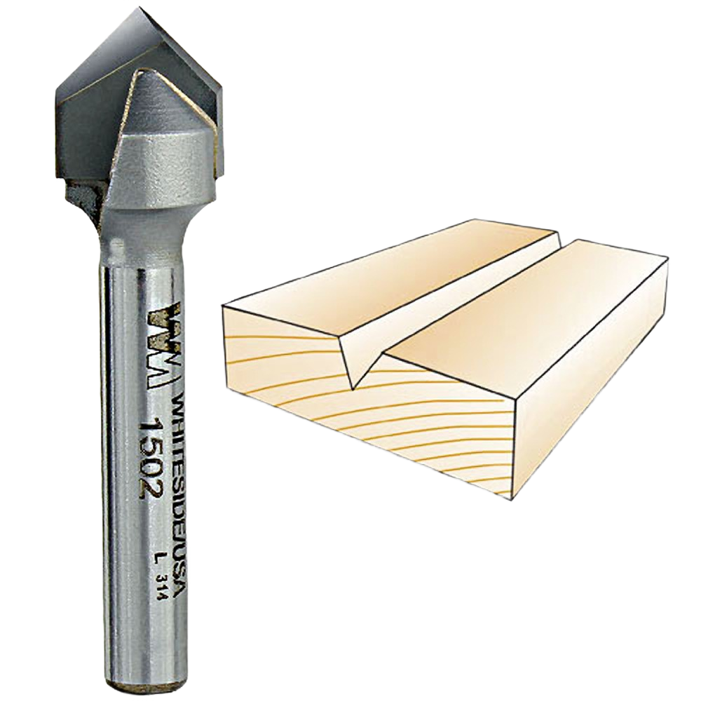 High-quality 90-degree V-groove router bit for precise woodworking cuts in tool accessories under $50 collection