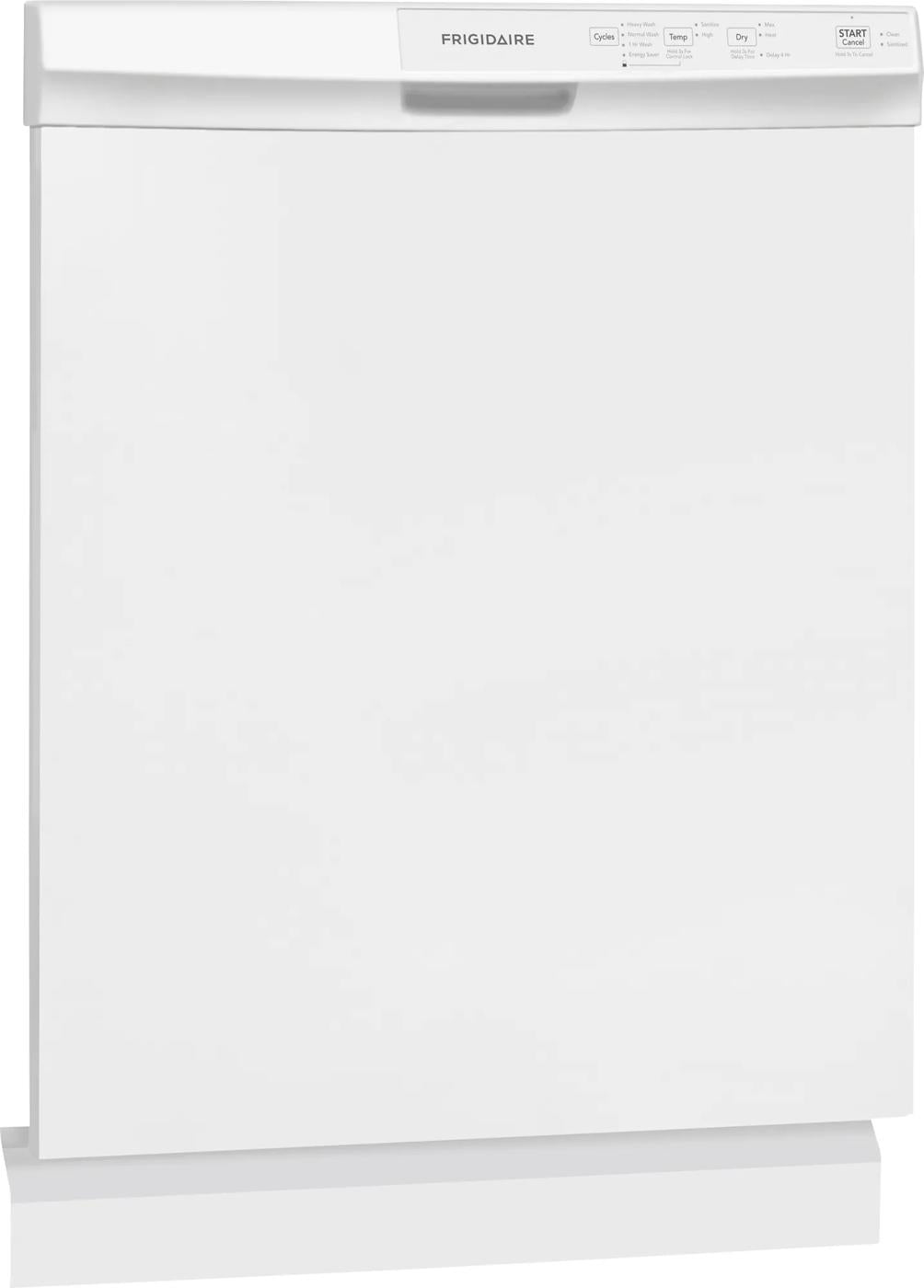 White 24-inch built-in dishwasher with control panel and handle, part of kitchen appliances for home improvement and dishwashers collection