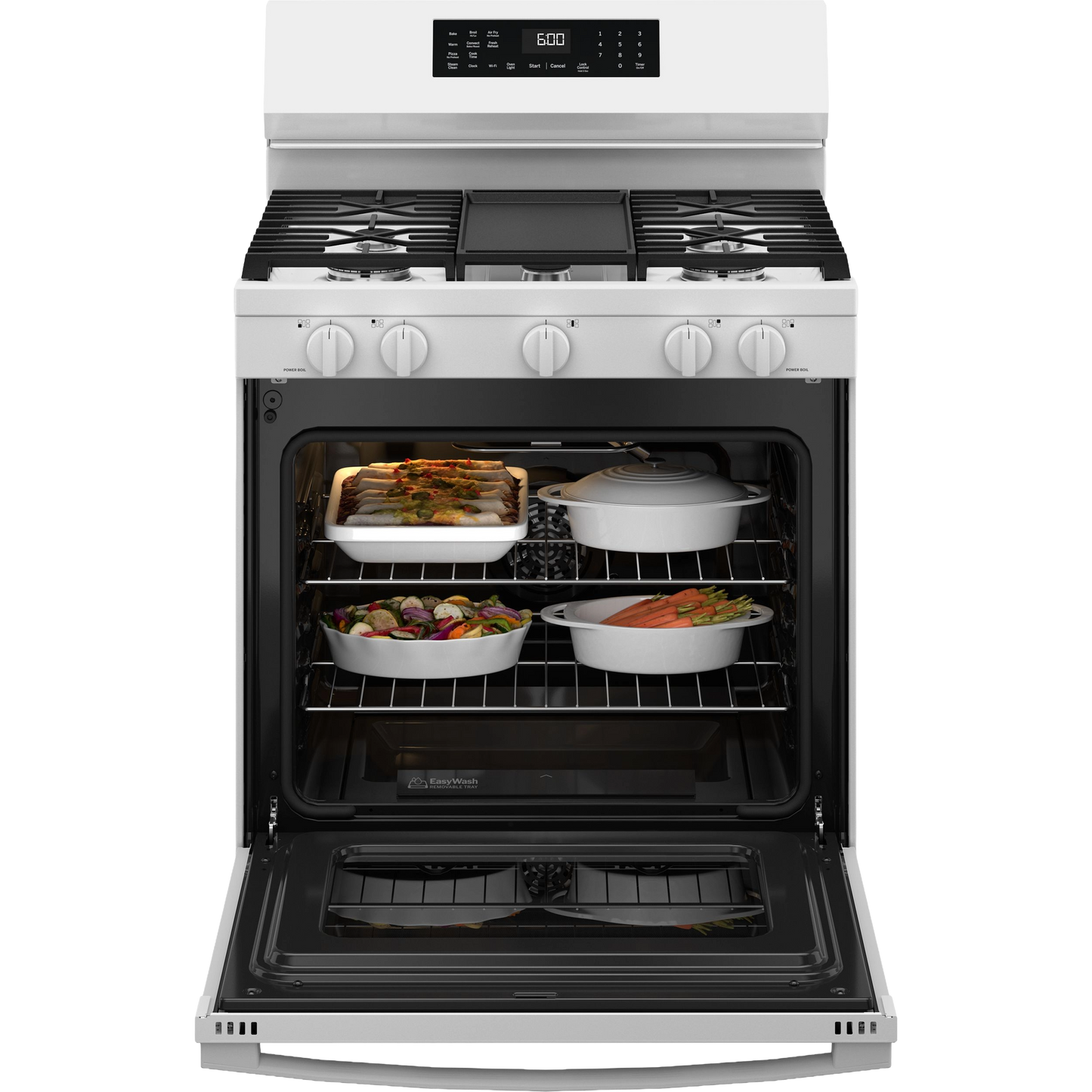 GE® 30" Free-Standing Gas Convection Range with No Preheat Air Fry and EasyWash™ Oven Tray