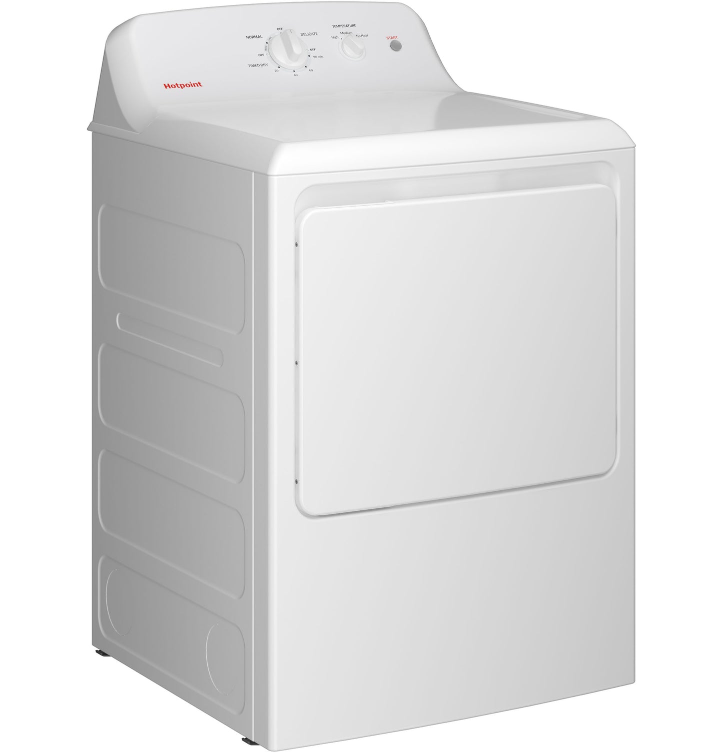 White gas dryer with control dials on back panel and shallow depth design from Dryers and Appliances collections