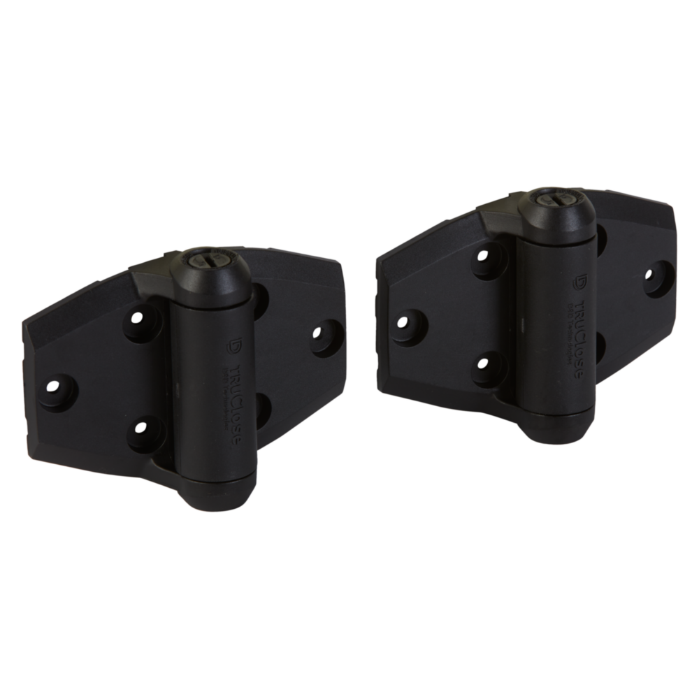Wide black spring hinges with corrosion-resistant polymers and stainless steel for gate hardware under $100 collections