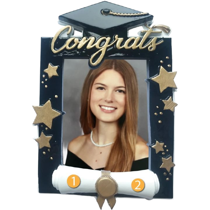 Personalized graduation frame ornament with diploma and cap design in Christmas Ornaments & Tree Decorations under $50 collection