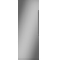 Tall stainless steel integrated column freezer with sleek vertical handle in kitchen appliances and refrigerator collection