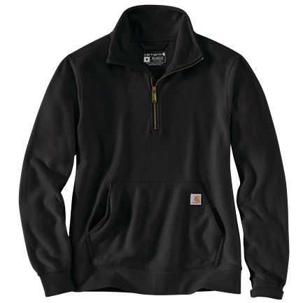 Black midweight quarter-zip sweatshirt for women with relaxed fit, kangaroo pocket in hoodies and clothing collection