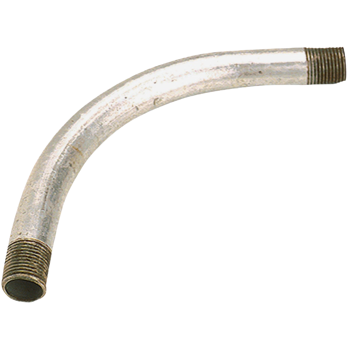 Galvanized rigid metal conduit elbow with threaded ends for electrical conduit bending in home improvement projects