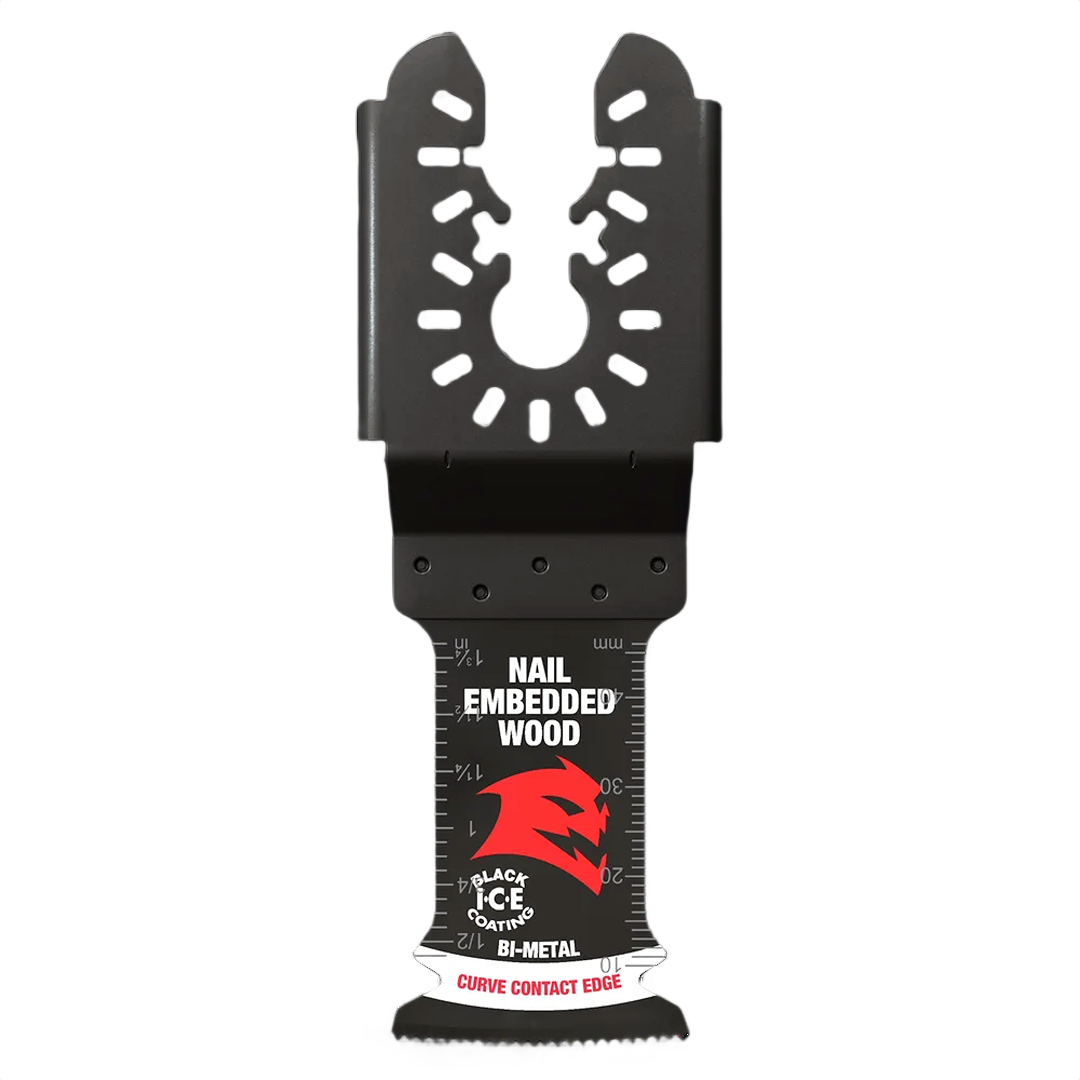Universal bi-metal oscillating blade designed for cutting nail-embedded wood in woodworking tool accessories collection