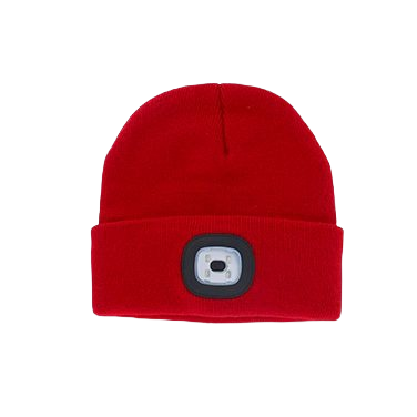 Red rechargeable LED beanie hat with built-in light for outdoor use in clothing and accessories under $50