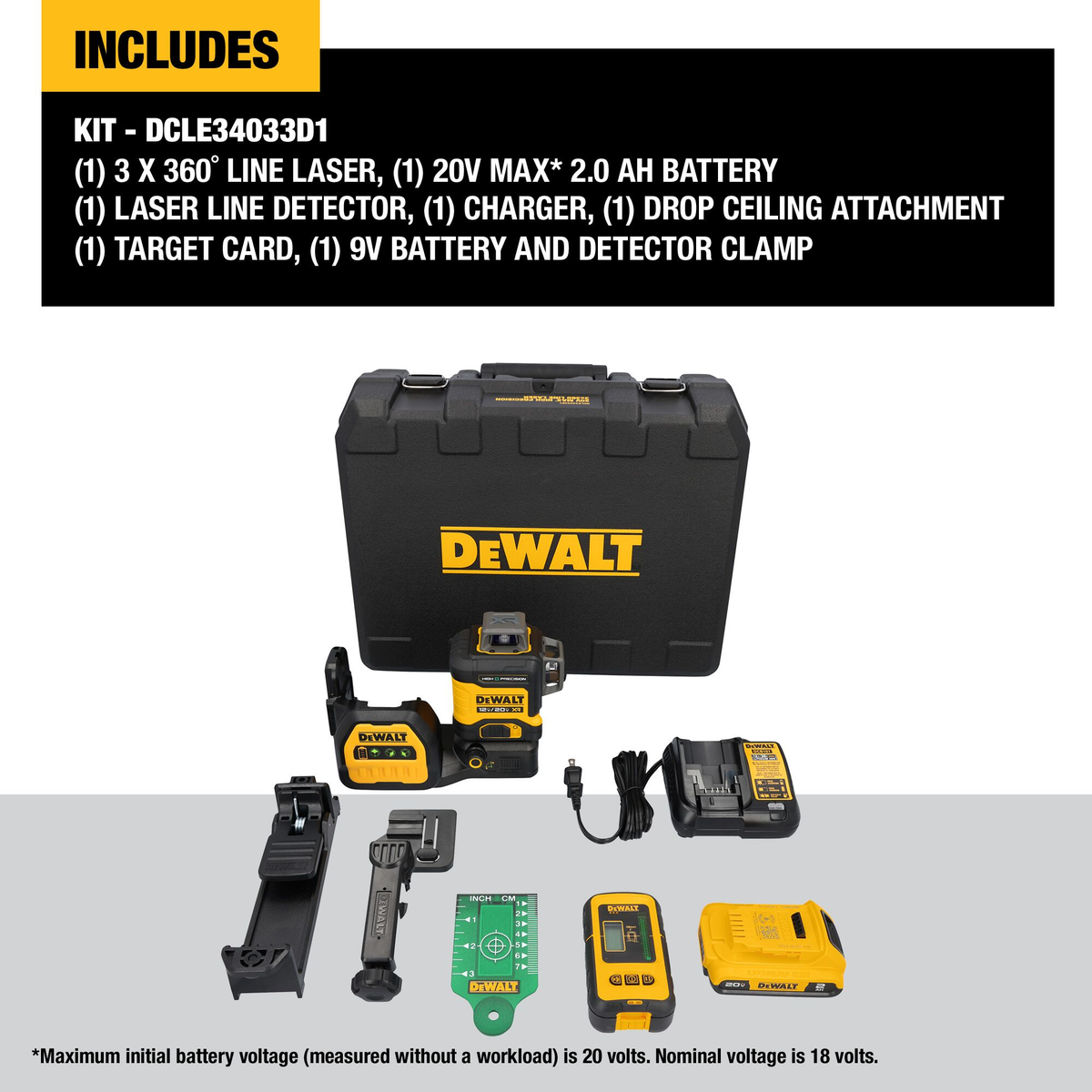 DEWALT 20V MAX* XR® 3 x 360° High Precision Green Laser