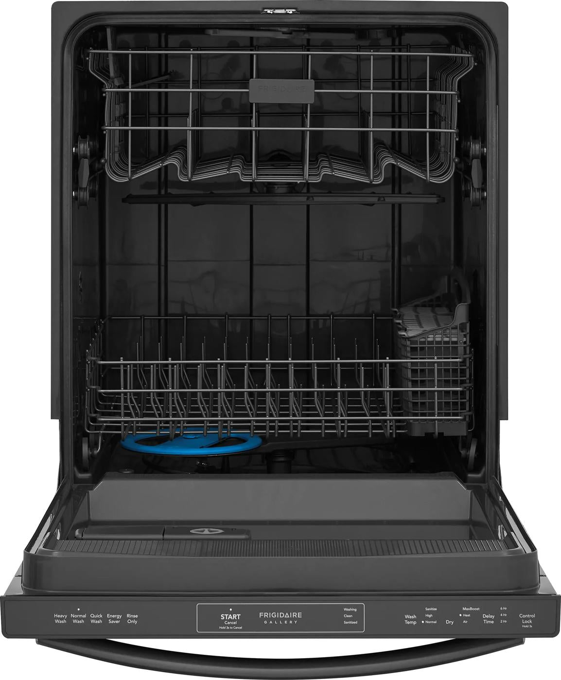 Open dishwasher with empty racks and silverware basket in dishwashers and kitchen appliances collection