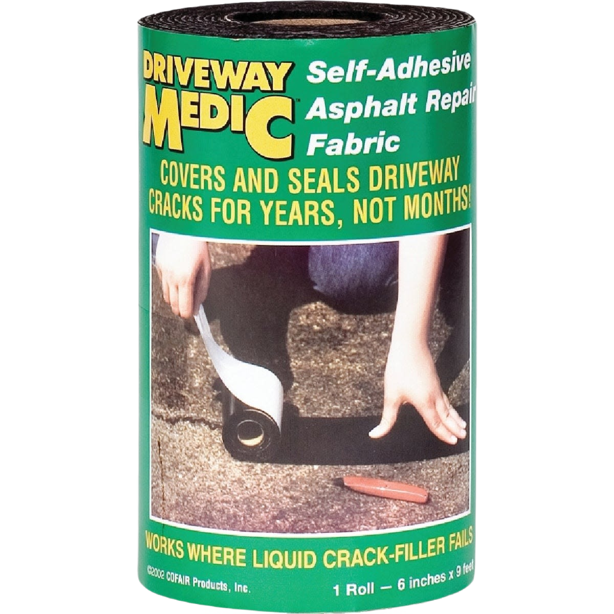 Roll of self-adhesive asphalt repair fabric for sealing driveway cracks, ideal for home improvement projects under $50