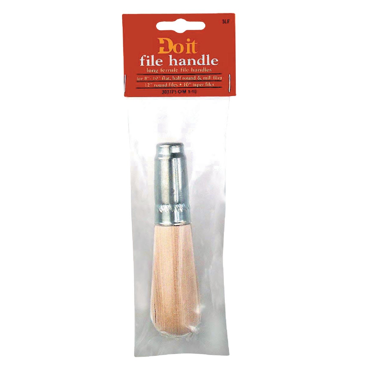 Wooden handle with metal ferrule for secure grip with long files in tools and home improvement projects