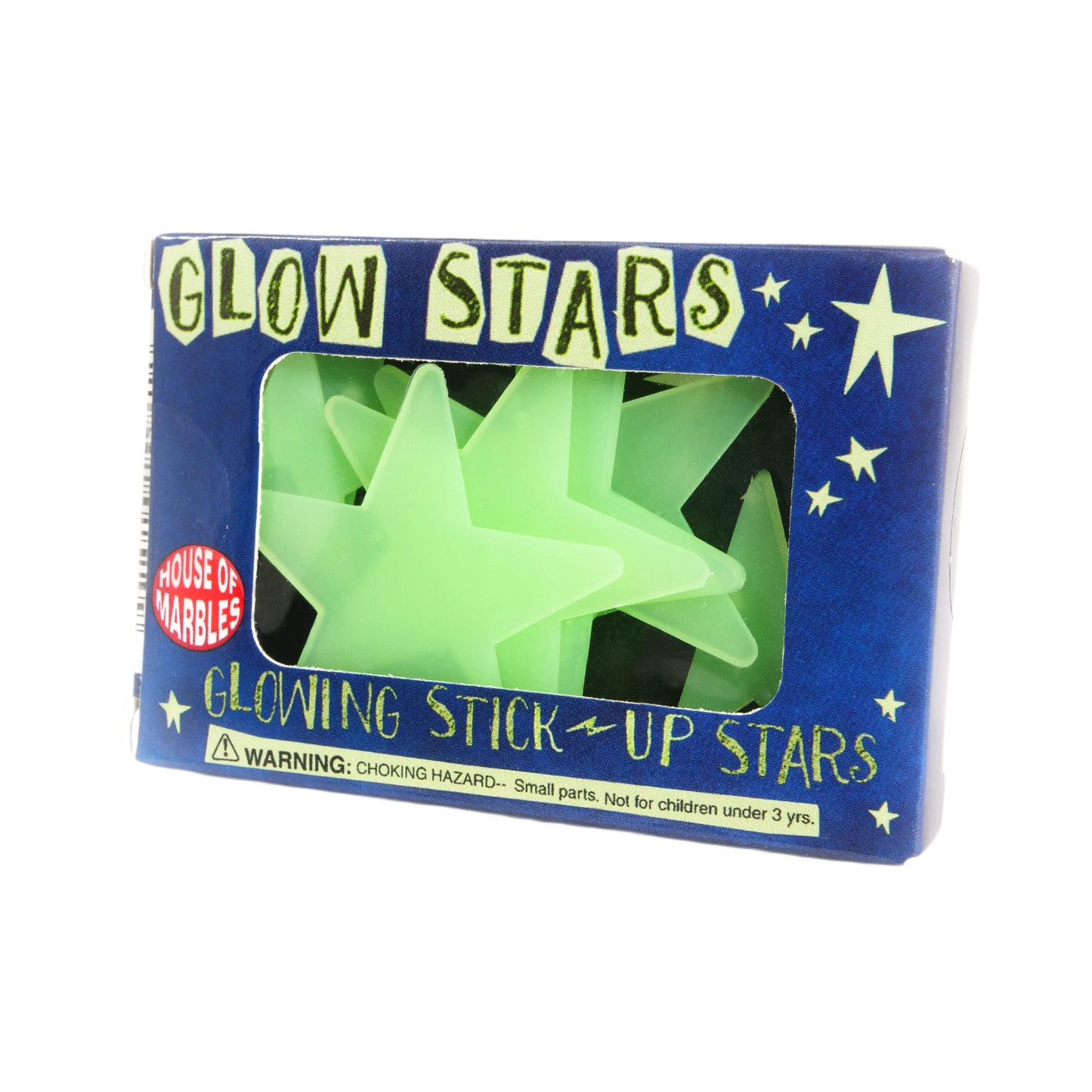Glow-in-the-dark star-shaped stickers in blue packaging for decorative and home improvement accents