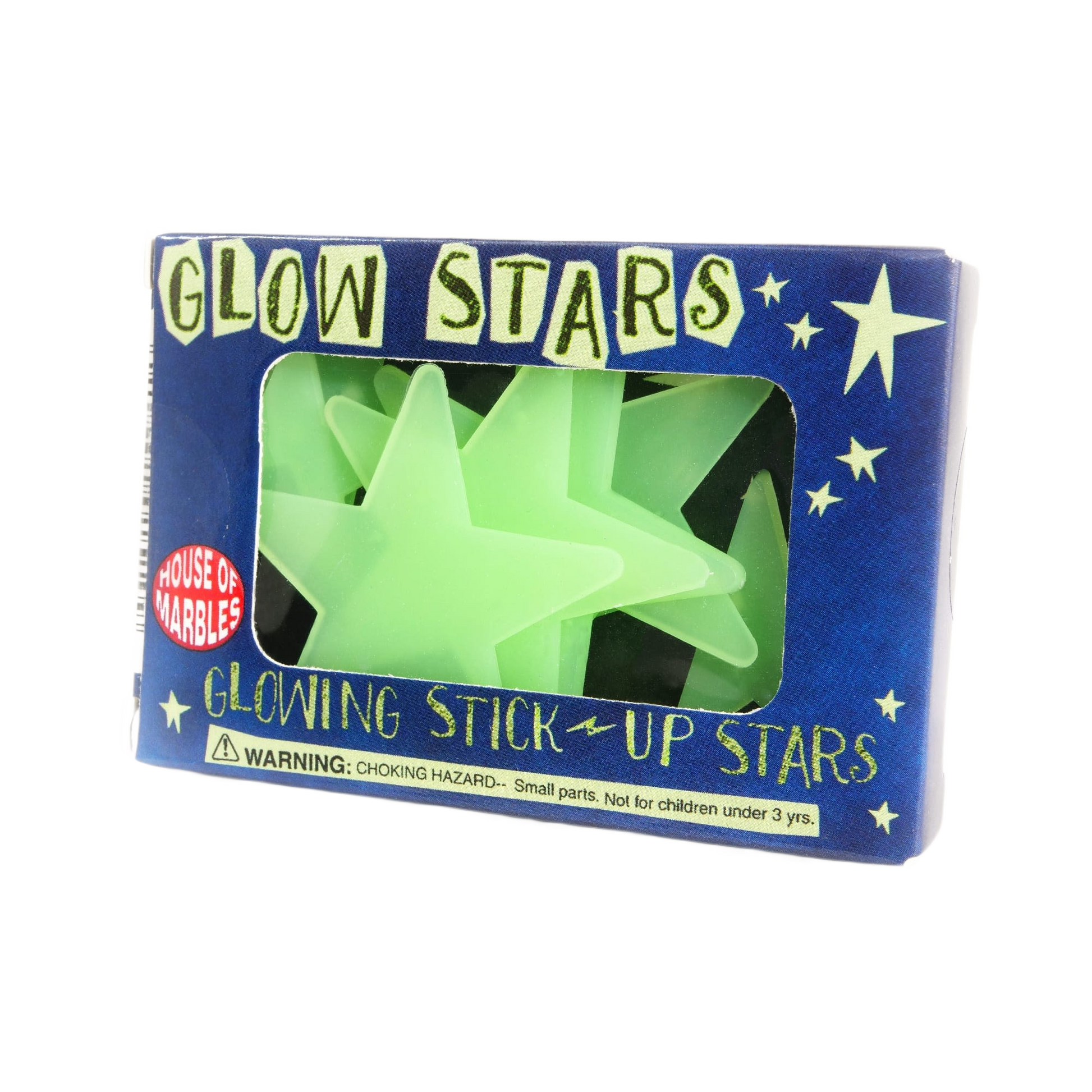 Glow-in-the-dark star-shaped stickers in blue packaging for decorative and home improvement accents