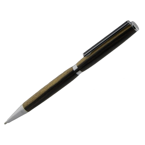 7mm chrome twist ballpoint pen with wood finish and silver accents for tools and home improvement use
