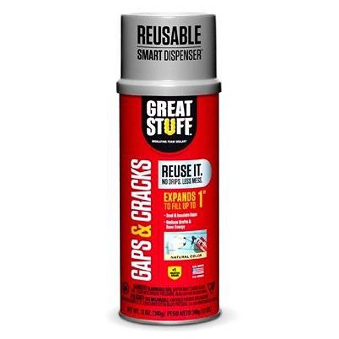 Red can of expanding foam sealant for filling gaps and cracks in home improvement and sealing projects under $50 collection