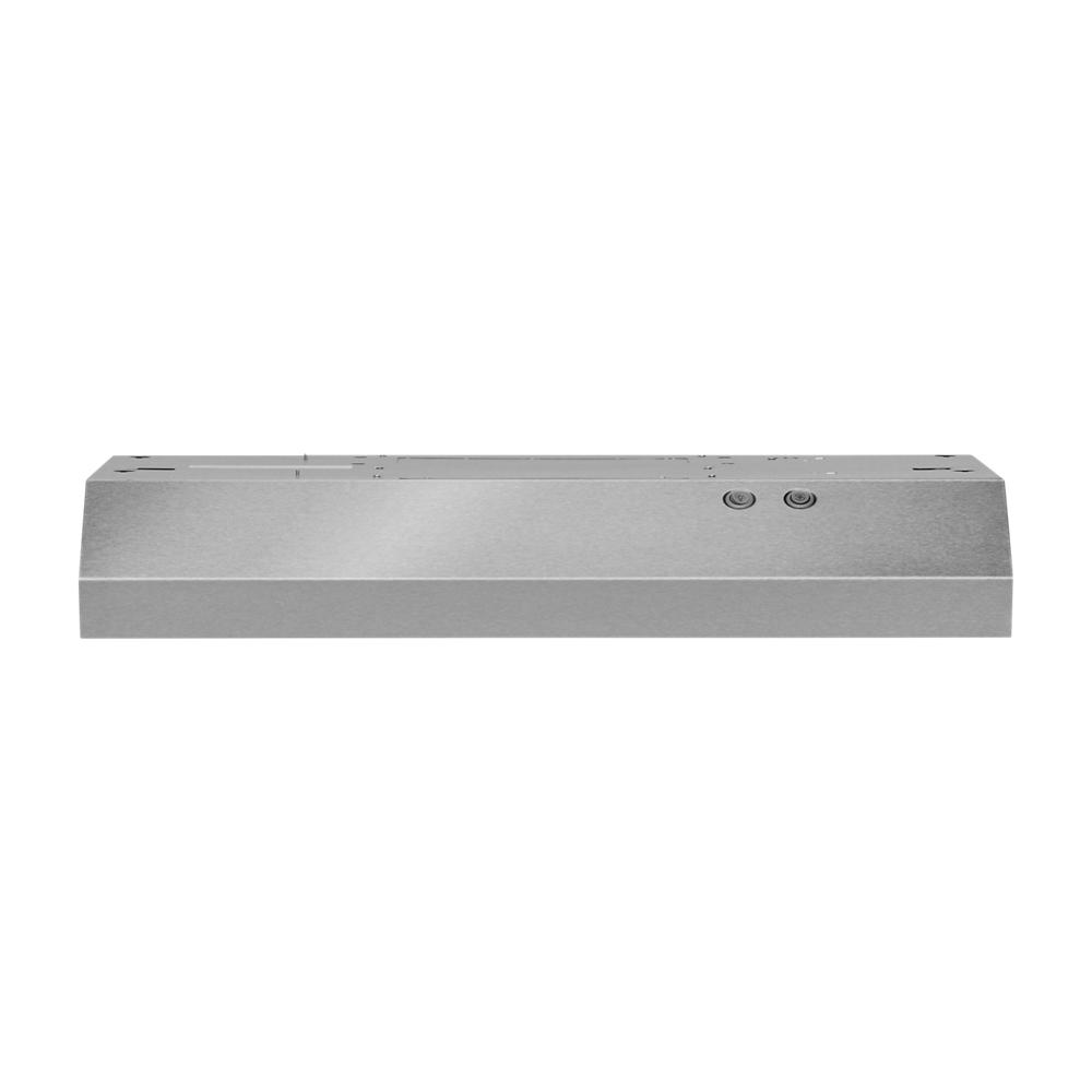 Stainless steel under cabinet range hood with LED controls and full-width grease filters for kitchen appliances collections