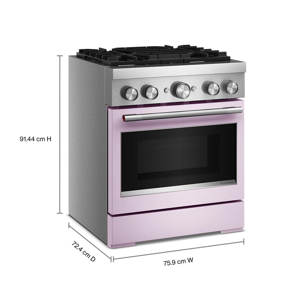 30-inch dual fuel range with four gas burners and lavender front panel from KitchenAid Ranges collection