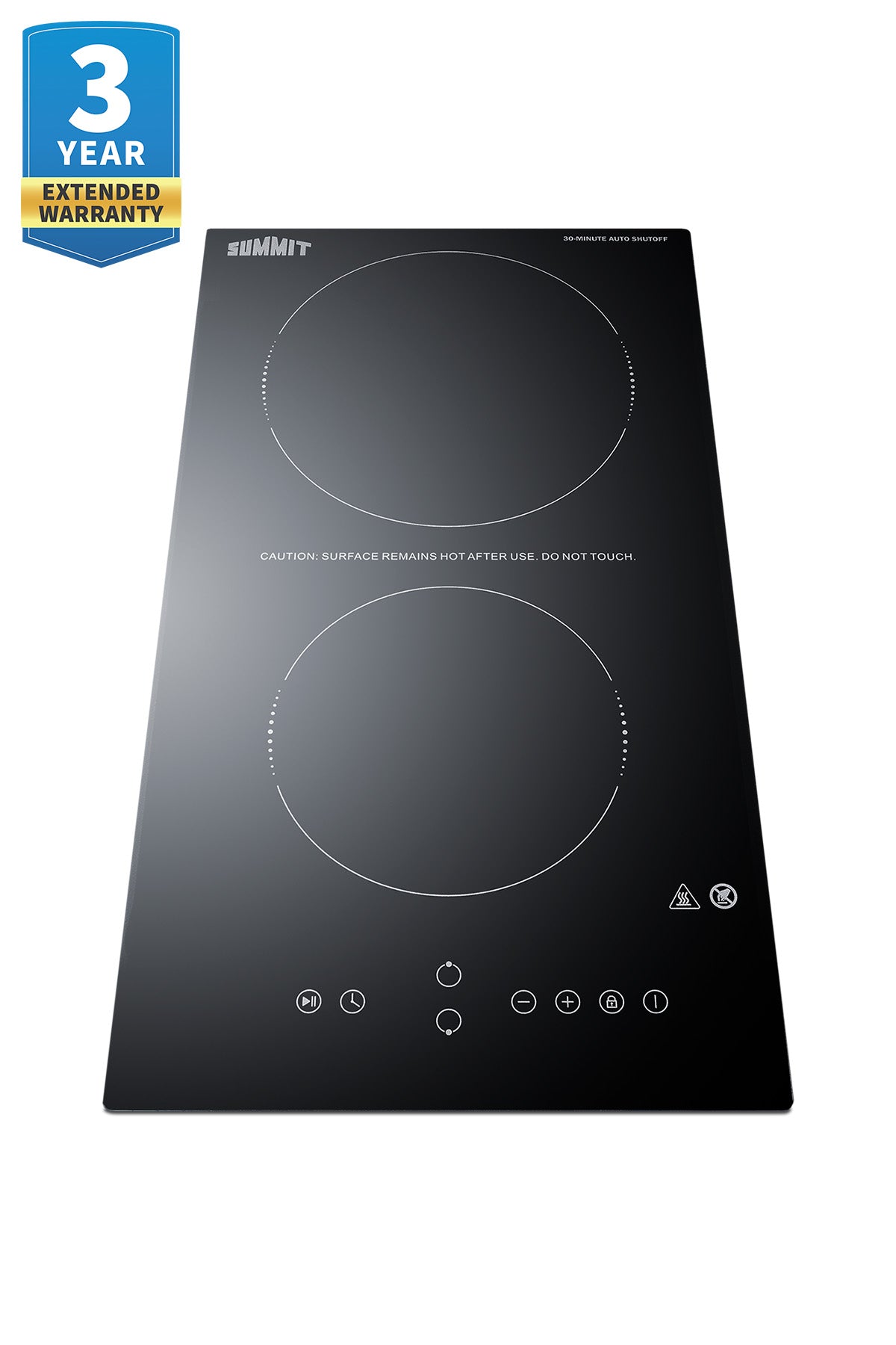 Black 2-burner radiant cooktop with touch controls, safety features, and sleek design from kitchen appliances collection