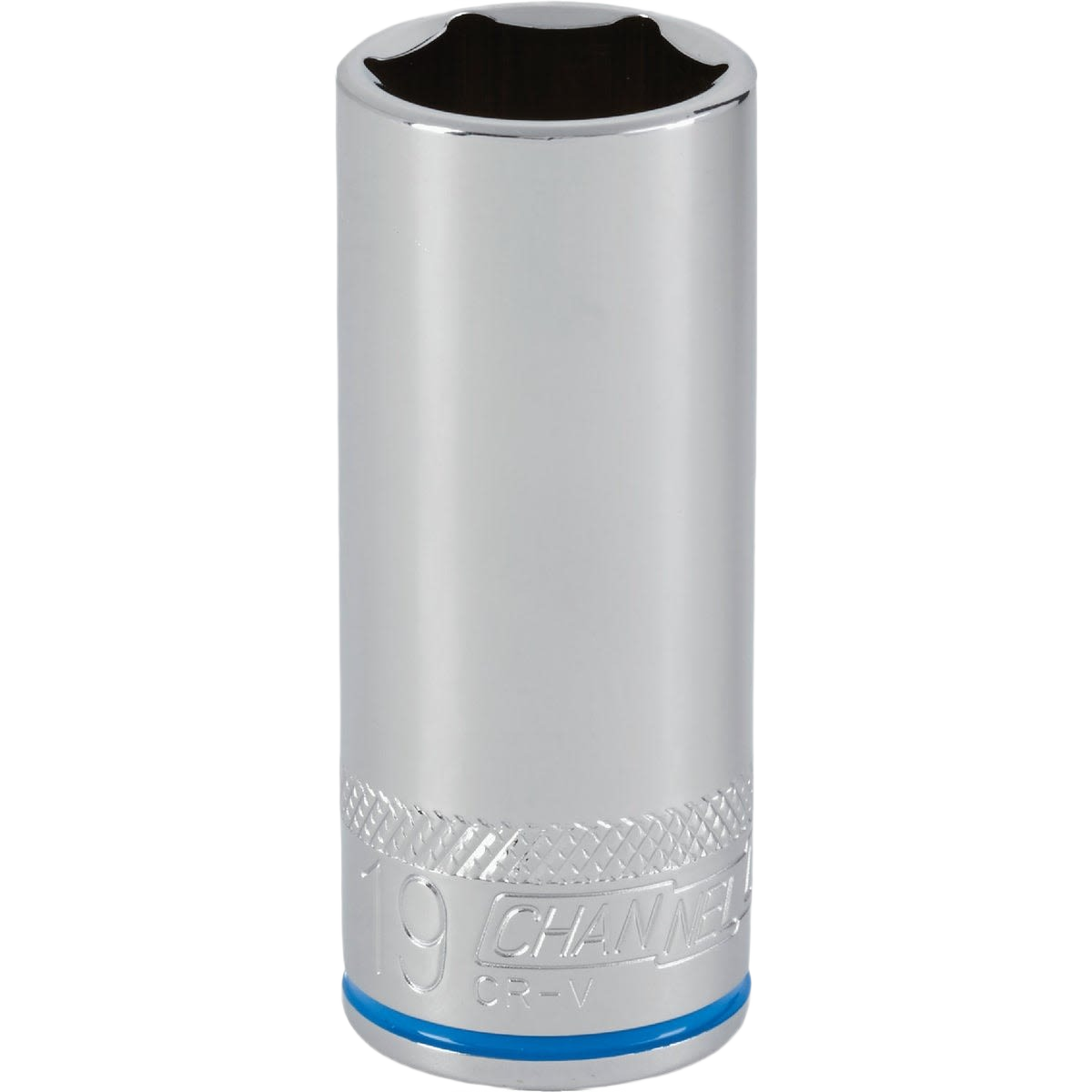 Chrome-plated deep metric socket with knurled grip and color band, part of hand tools and sockets under $50 collection