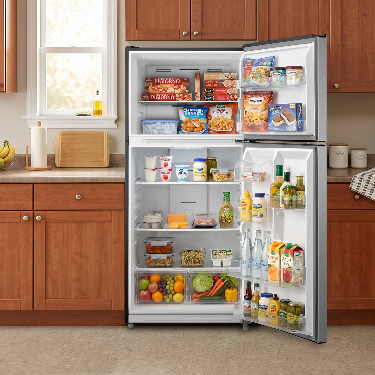 Element Electronics 18.1 cu. ft. Top Freezer Refrigerator - Stainless Steel, ENERGY STAR (ERT18CSES)