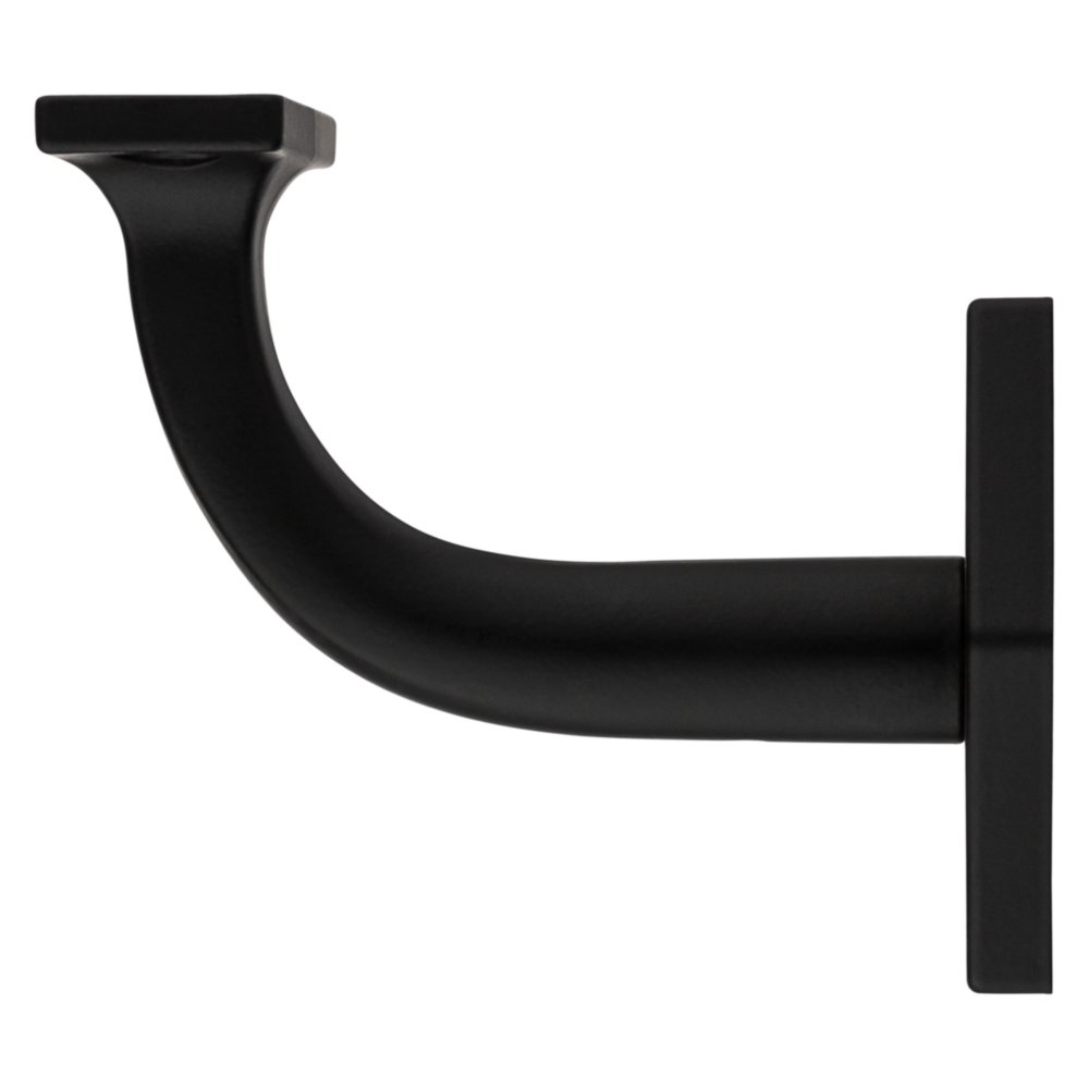 Matte black zinc handrail bracket with curved arm for secure mounting in shelving brackets and home improvement tools under $50 collections