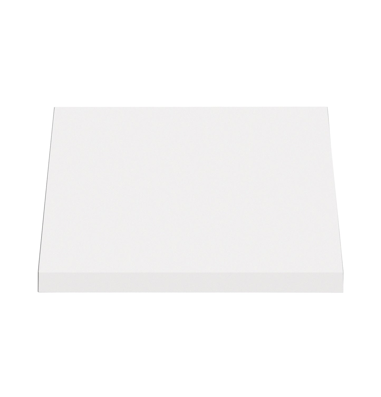 Minimalist white commercial kitchen hood cover designed for use in home improvement and range hood appliance setups