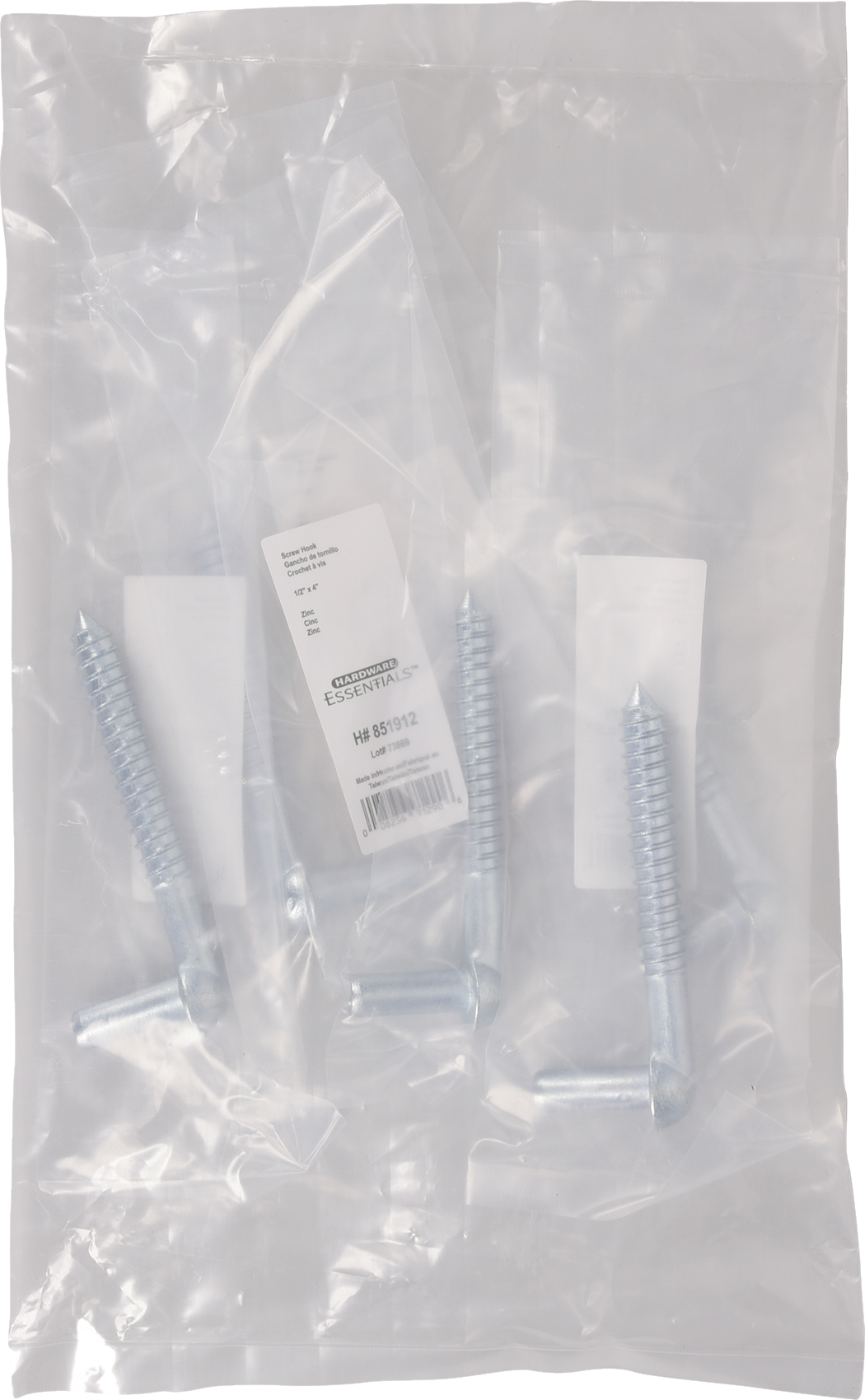 Hardware Essentials Gate Screw Hook Zinc (1/2" x 4")