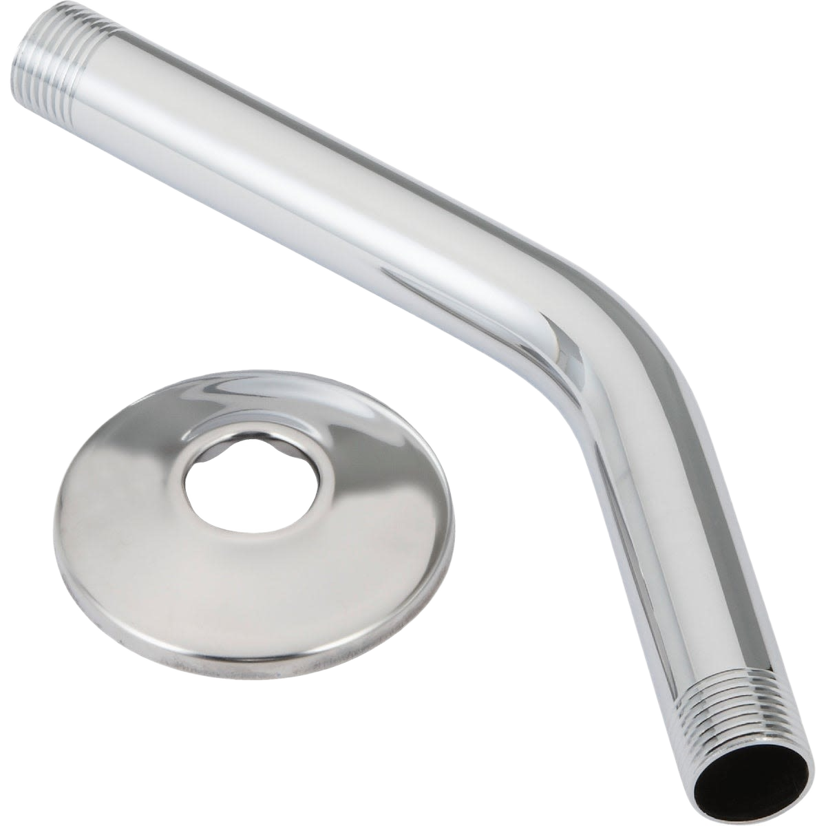 Chrome-plated angled shower arm and flange for Plumbing Parts & Repair and Shower & Bathtub Repair collections under $50