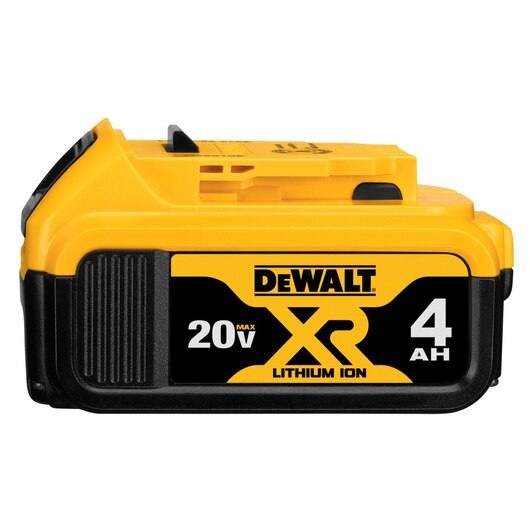 Yellow and black 20V MAX XR lithium-ion battery pack with 4Ah capacity for cordless tools and home improvement use