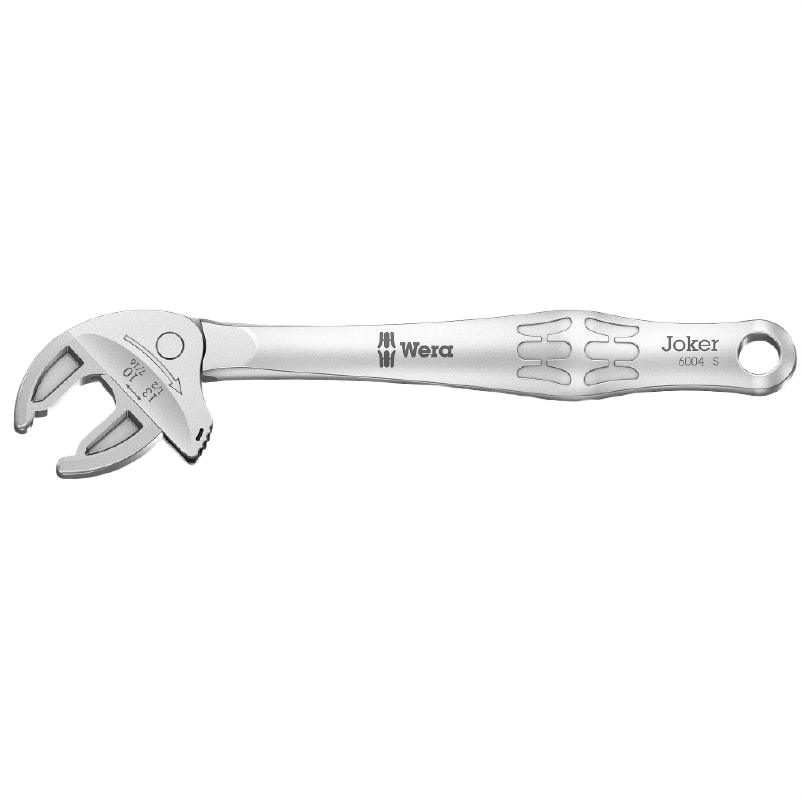 Silver adjustable Wera self-setting wrench with ergonomic handle for versatile home improvement tasks