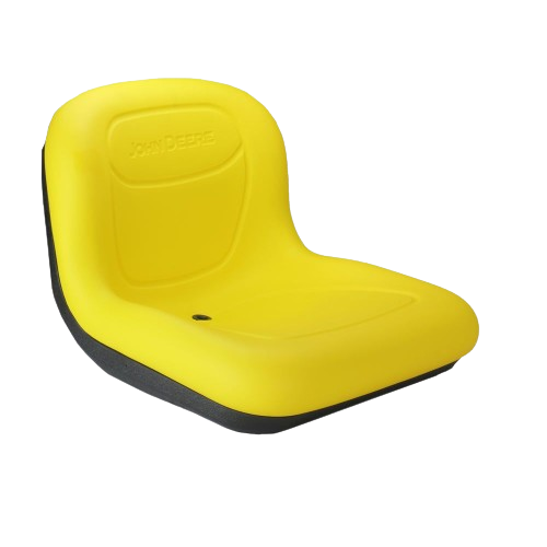 High back yellow and black seat assembly designed for John Deere equipment in automotive and parts collections