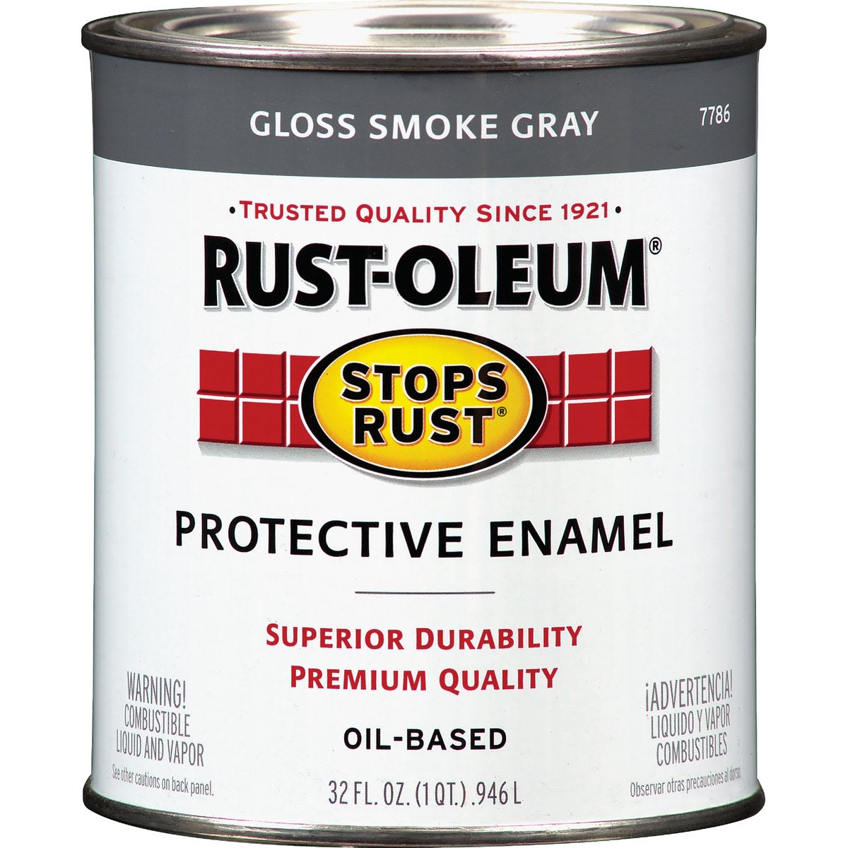 Can of Rust-Oleum Stops Rust protective enamel paint in glossy smoke gray for Home Improvement and Specialty Paint collections