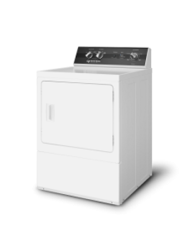 White freestanding electric dryer with control panel and multiple dial knobs in Dryers and Appliances collections