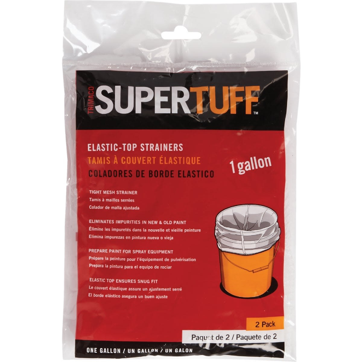 Pack of two elastic-top paint strainers for removing impurities from new and old paint, ideal for paint supplies and tools.