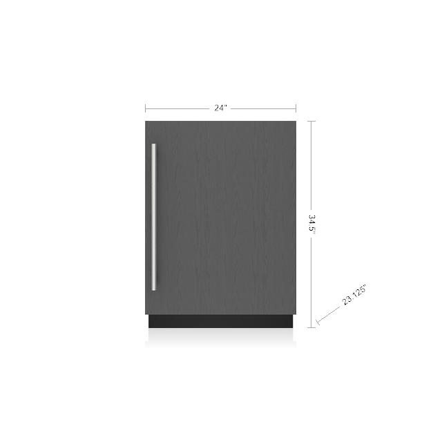 Modern undercounter refrigerator with left hinge and sleek handle in kitchen appliances and Sub-Zero collection