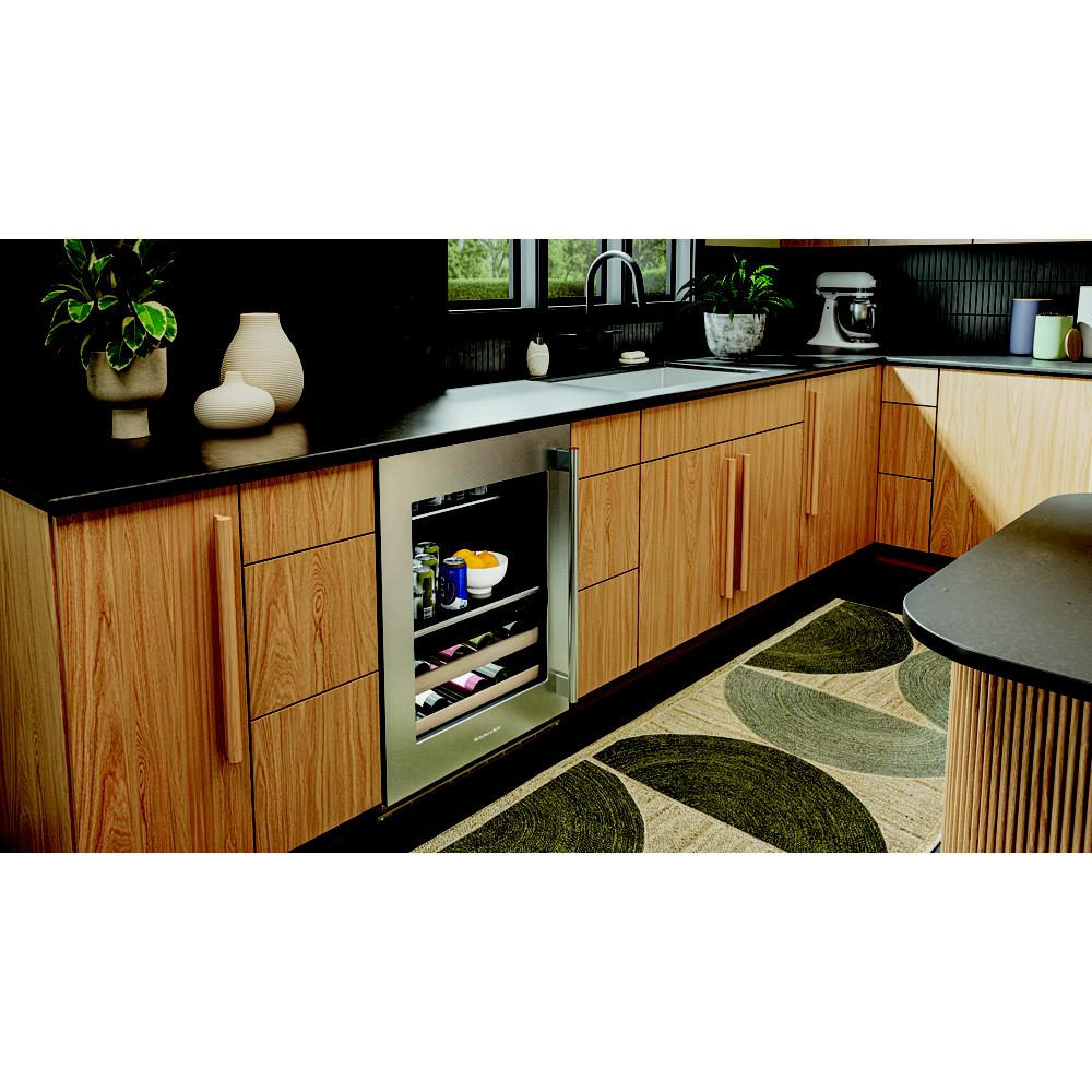 24" Beverage Center with Glass Door and Wood-Front Racks