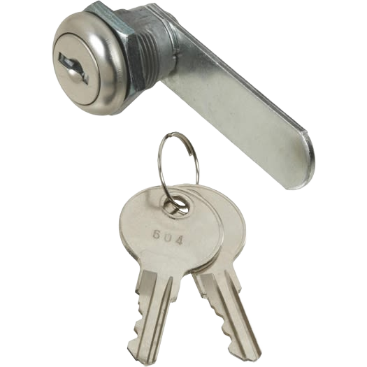 Chrome utility lock with two keys featuring die-cast zinc body for cabinet and furniture hardware collections