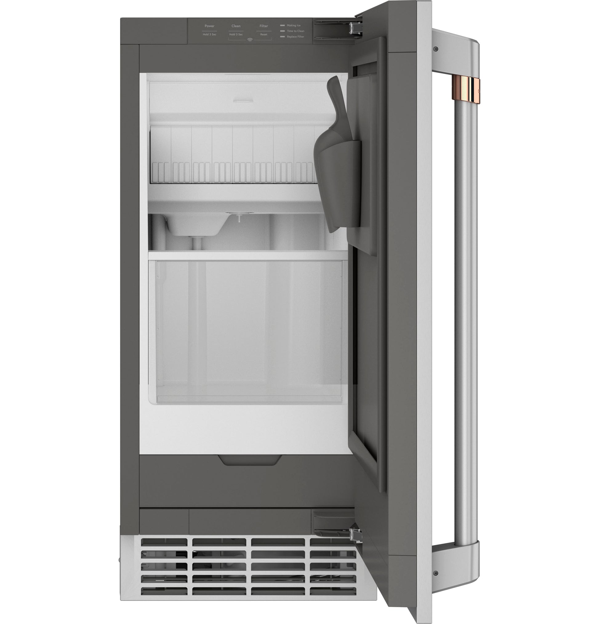 Built-in ice maker door kit with sleek handle in a modern kitchen appliance from Freezers & Ice Makers collection
