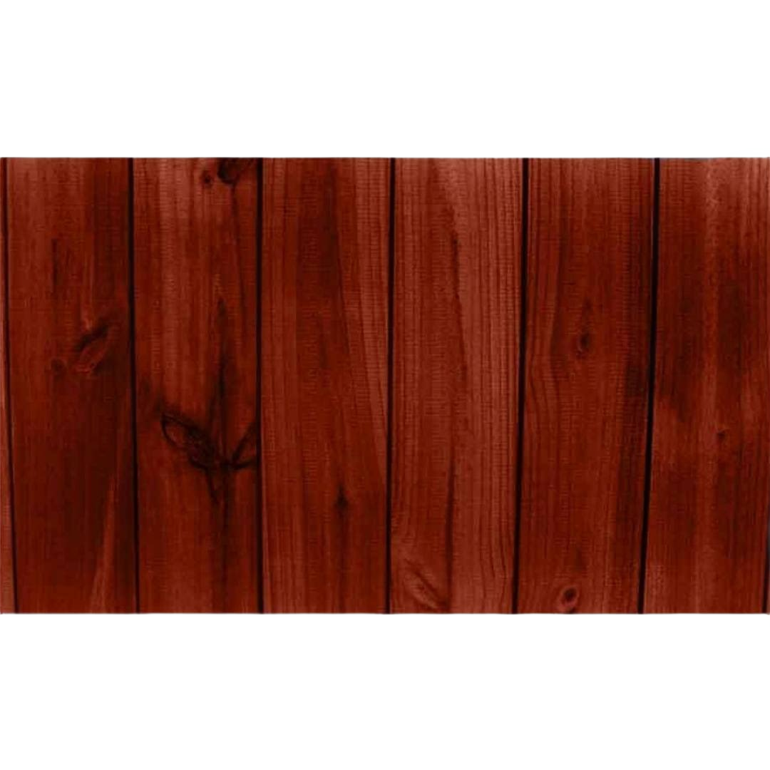 Wooden fence panel treated with deep mahogany semi-transparent exterior stain and sealer for home improvement projects