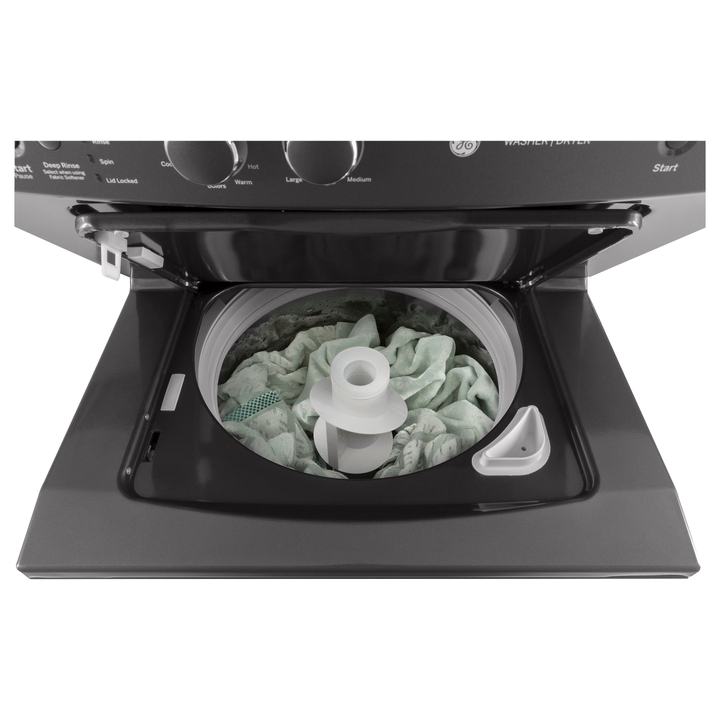 GE Unitized Spacemaker® 3.8 cu. ft. Capacity Washer with Stainless Steel Basket and 5.9 cu. ft. Capacity Gas Dryer