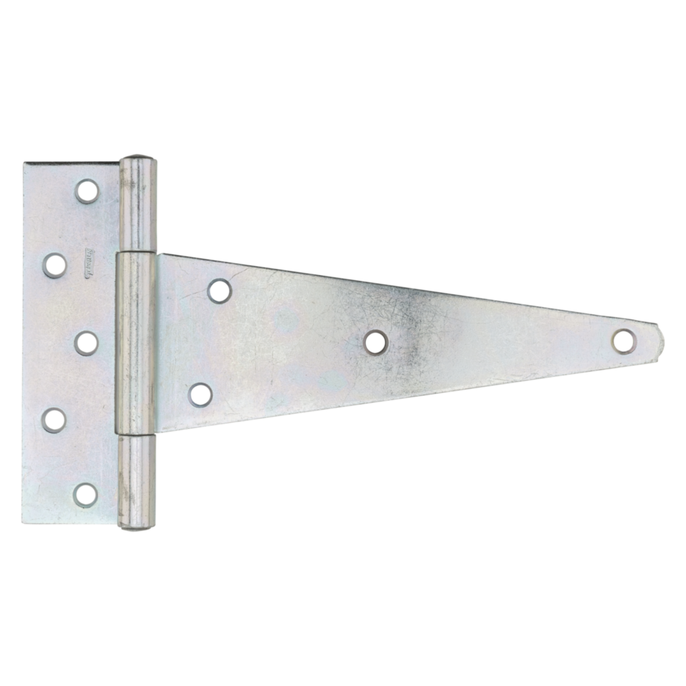 Zinc-plated steel heavy-duty tee hinge with multiple screw holes for gates and shed doors in hinges and hardware collections under $50