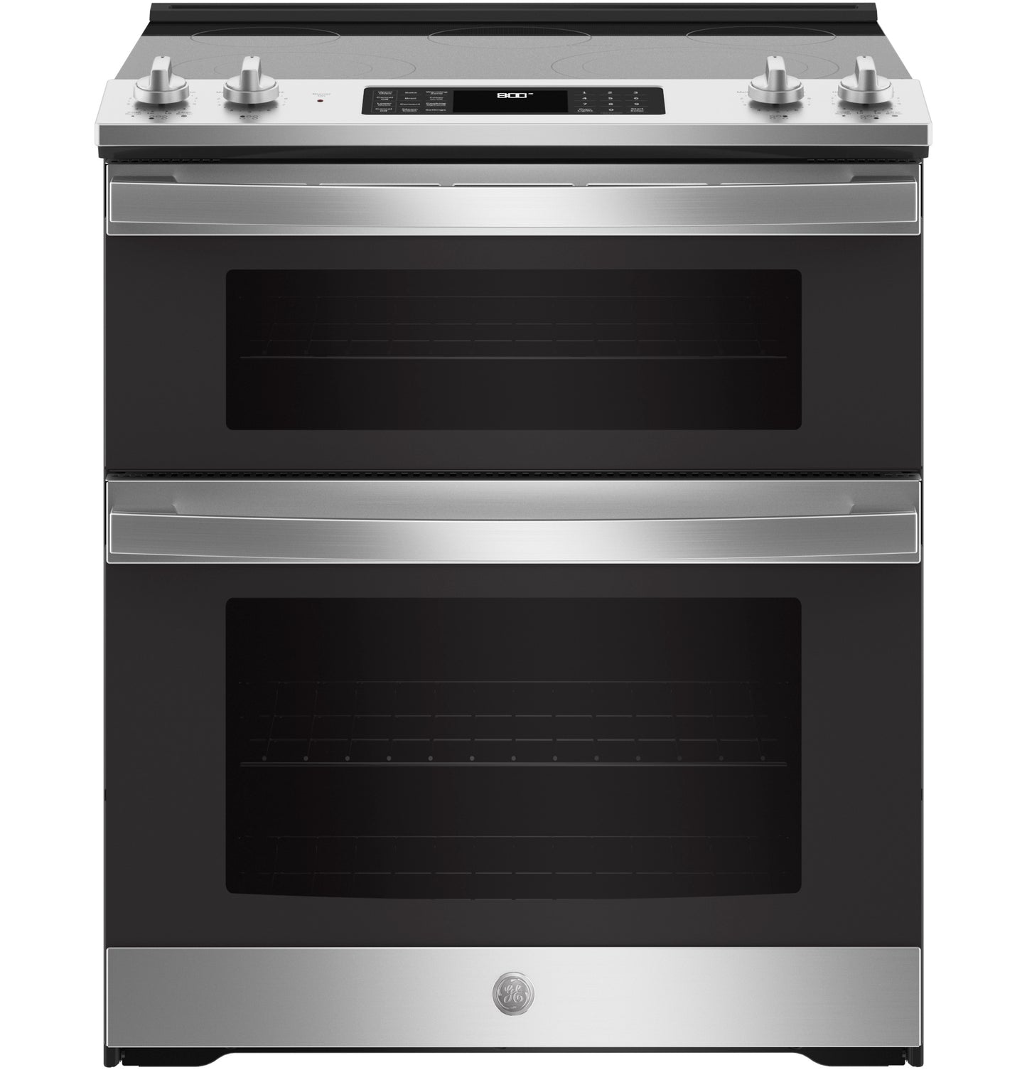 Front view of stainless steel electric double oven range with digital controls in Ranges & Cooktops at Hartville Hardware