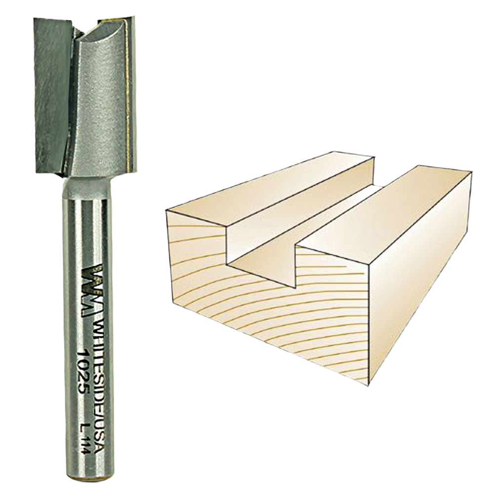 Whiteside 1/4 inch straight router bit with cutting edges for woodworking grooves and dados in tool accessories collection