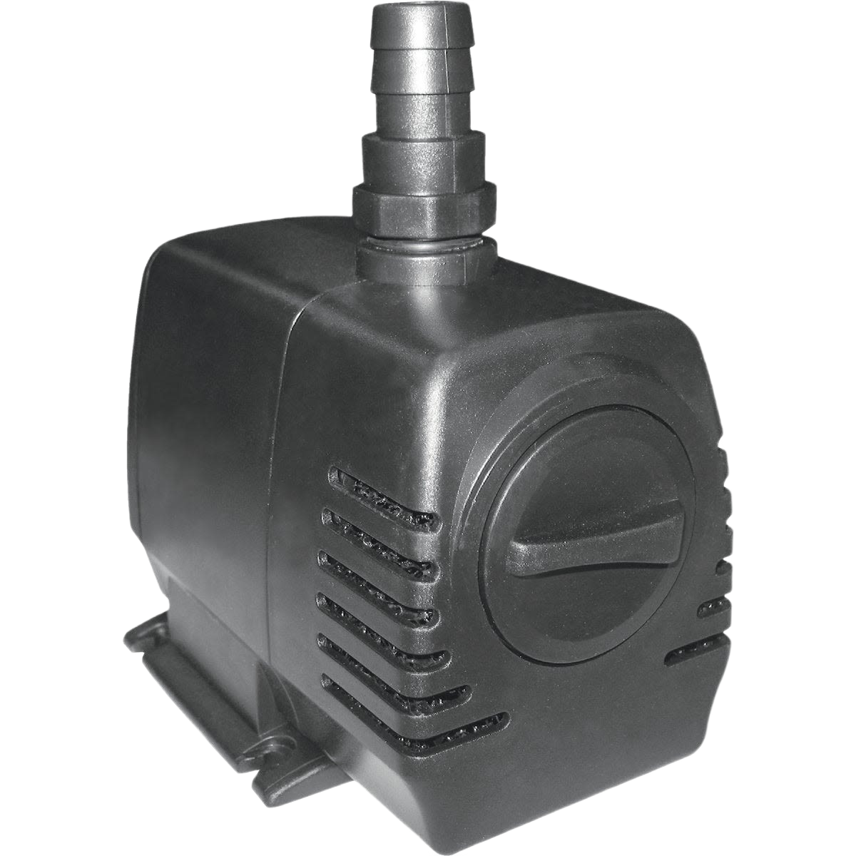 Compact black aquatic pump designed for small to medium ponds in lawn and garden water systems
