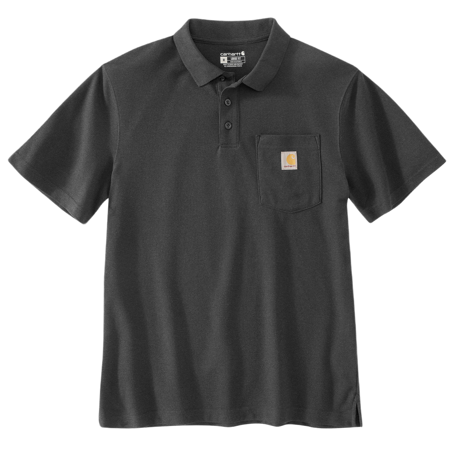Charcoal midweight loose fit short-sleeve polo with chest pocket in Men’s Clothing and Under $50 collections