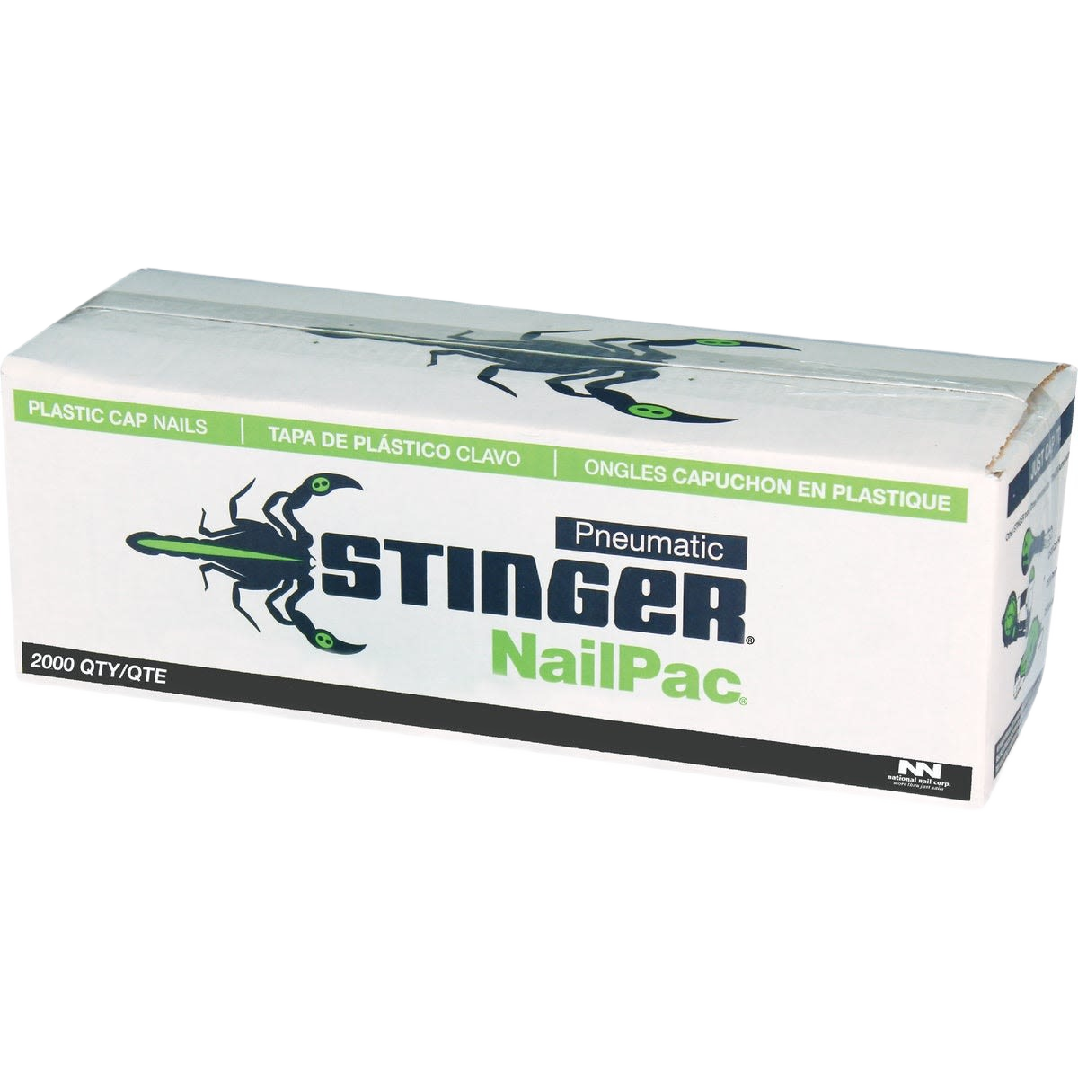 Box of Stinger NailPac 1" roofing nails with plastic caps for use with pneumatic nailers in fasteners and hardware collections