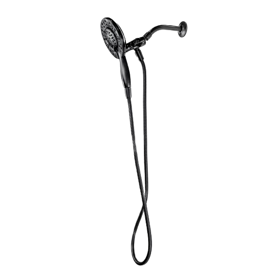 Black 4-setting combo showerhead with detachable handheld and flexible hose for bathroom and plumbing use under $100 collection