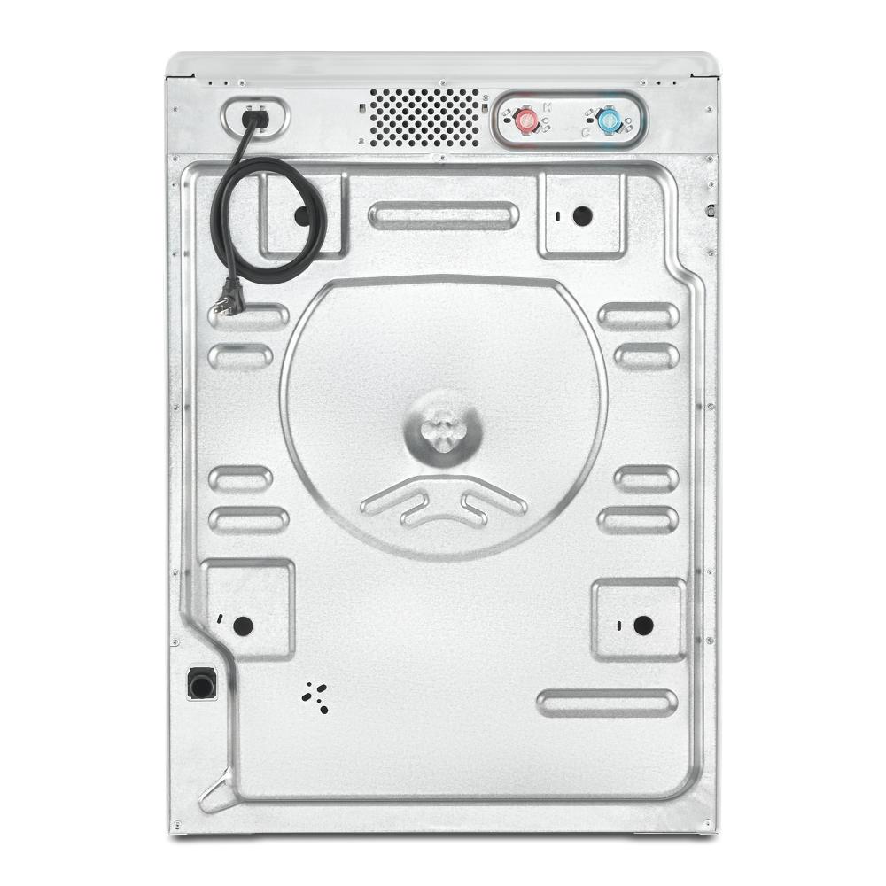 Back panel of a ventless all-in-one washer dryer showing water inlet connections and power cord in appliances collection