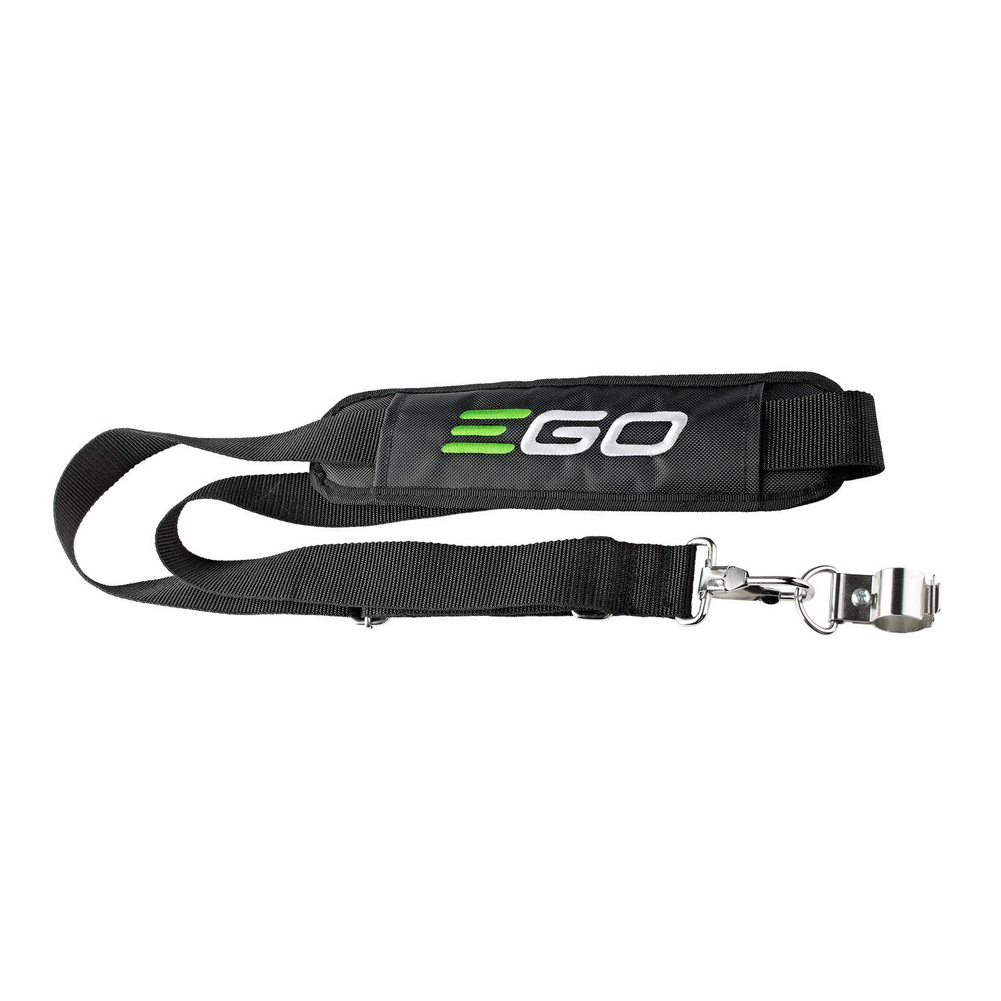Black adjustable shoulder strap with metal clip and padded section for EGO power tool comfort under $50 collections