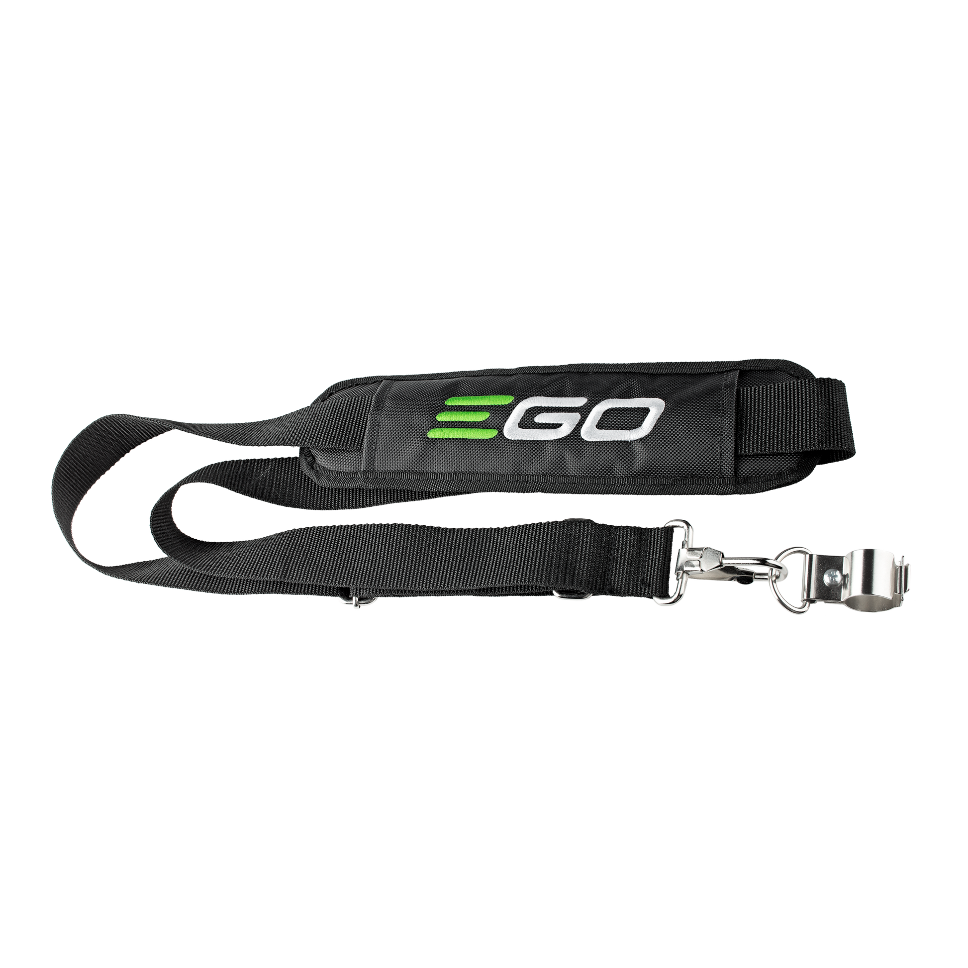 Black adjustable shoulder strap with metal clip and padded section for EGO power tool comfort under $50 collections